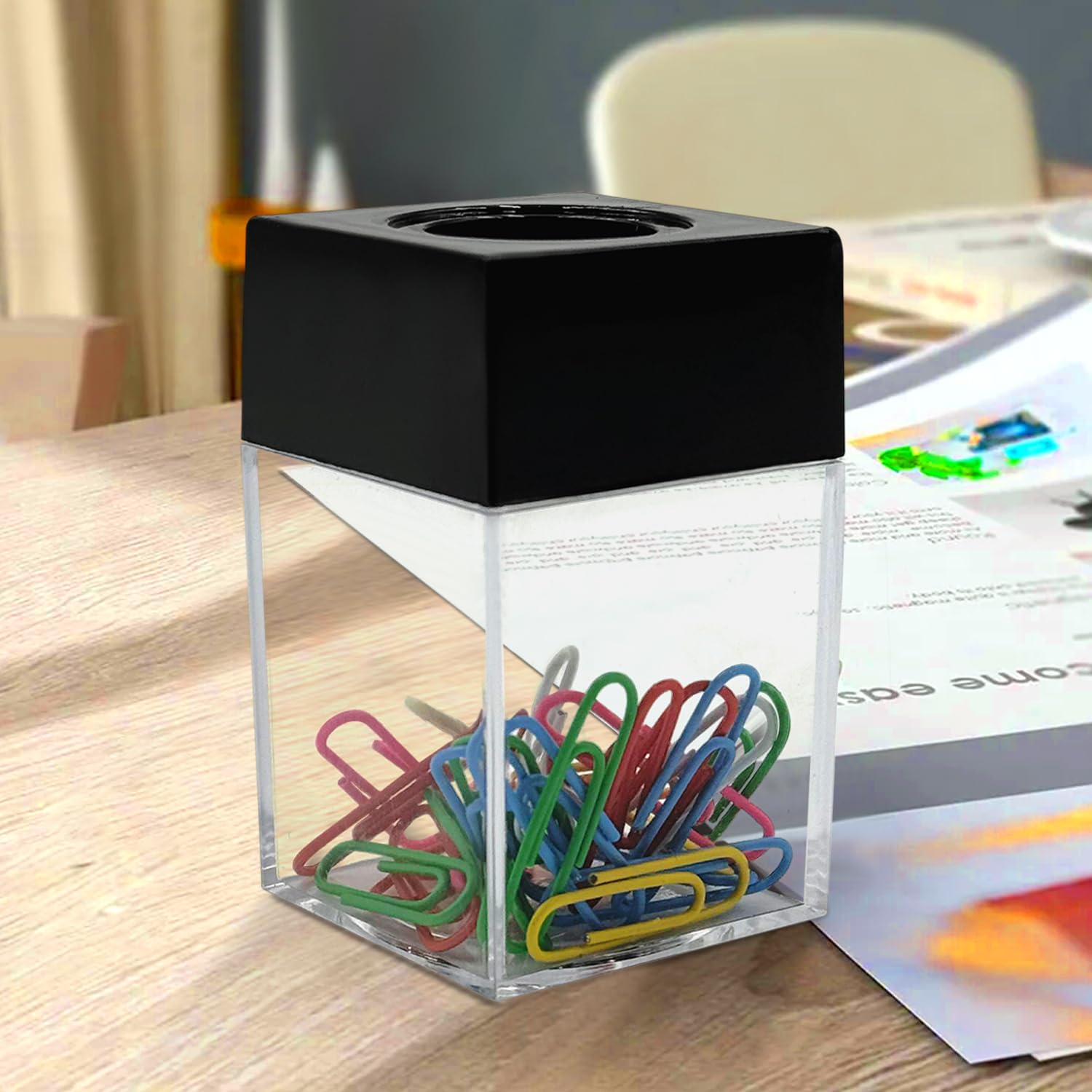 Magnetic Paper Clip Holder for Desk - 4 Pack with 100 Clips Included, Holds Up to 150 Clips | Office Organization & School Supplies for Paper Management