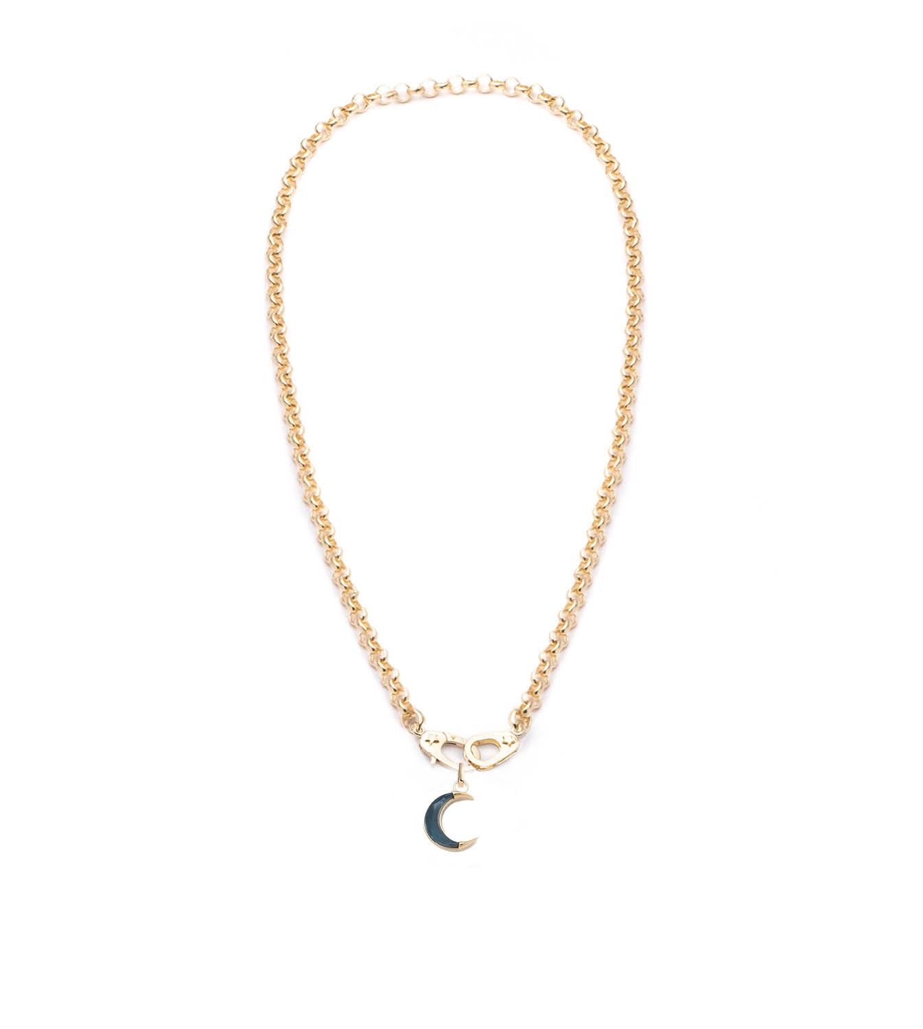 Crescent Karma: Gemstone Sister Hook Medium Chain Necklace | Elegant Jewelry for Women | Perfect for Gifts, Parties & Everyday Wear