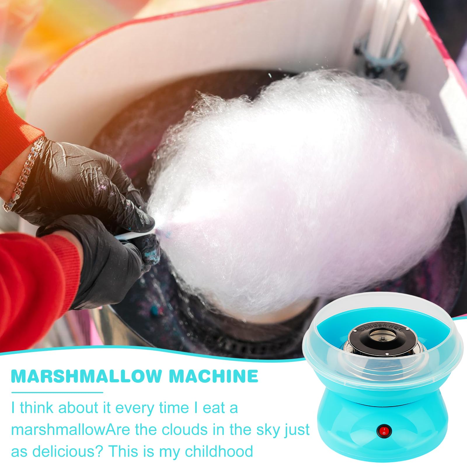 Portable 450W Retro Cotton Candy Machine for Birthday Parties, Carnivals & Events - Easy to Use Candy Floss Maker for Home & Commercial Use