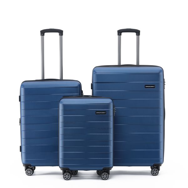 ALC250 3A VORTEX 3-Piece Luggage Set - Durable Spinner Suitcases with TSA Lock, Lightweight Blue Travel Luggage for Business Trips & Family Vacations