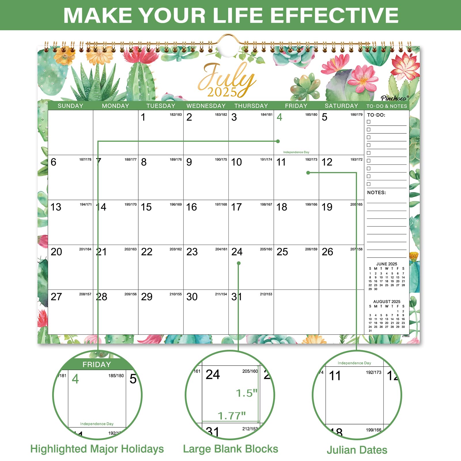 2025-2026 Wall Calendar with Hanging Hook | 18-Month Large Format Planner (July 2025-December 2026) | 14.8