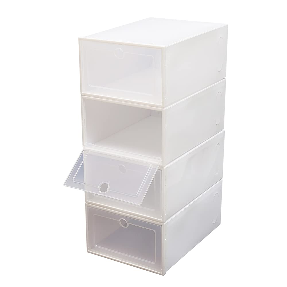24-Piece Clear Plastic Stackable Shoe Storage Boxes - Space Saving Shoe Organizer for Closet, Under Bed & Entryway - Durable Shoe Box Containers for Men, Women & Kids Footwear Organization
