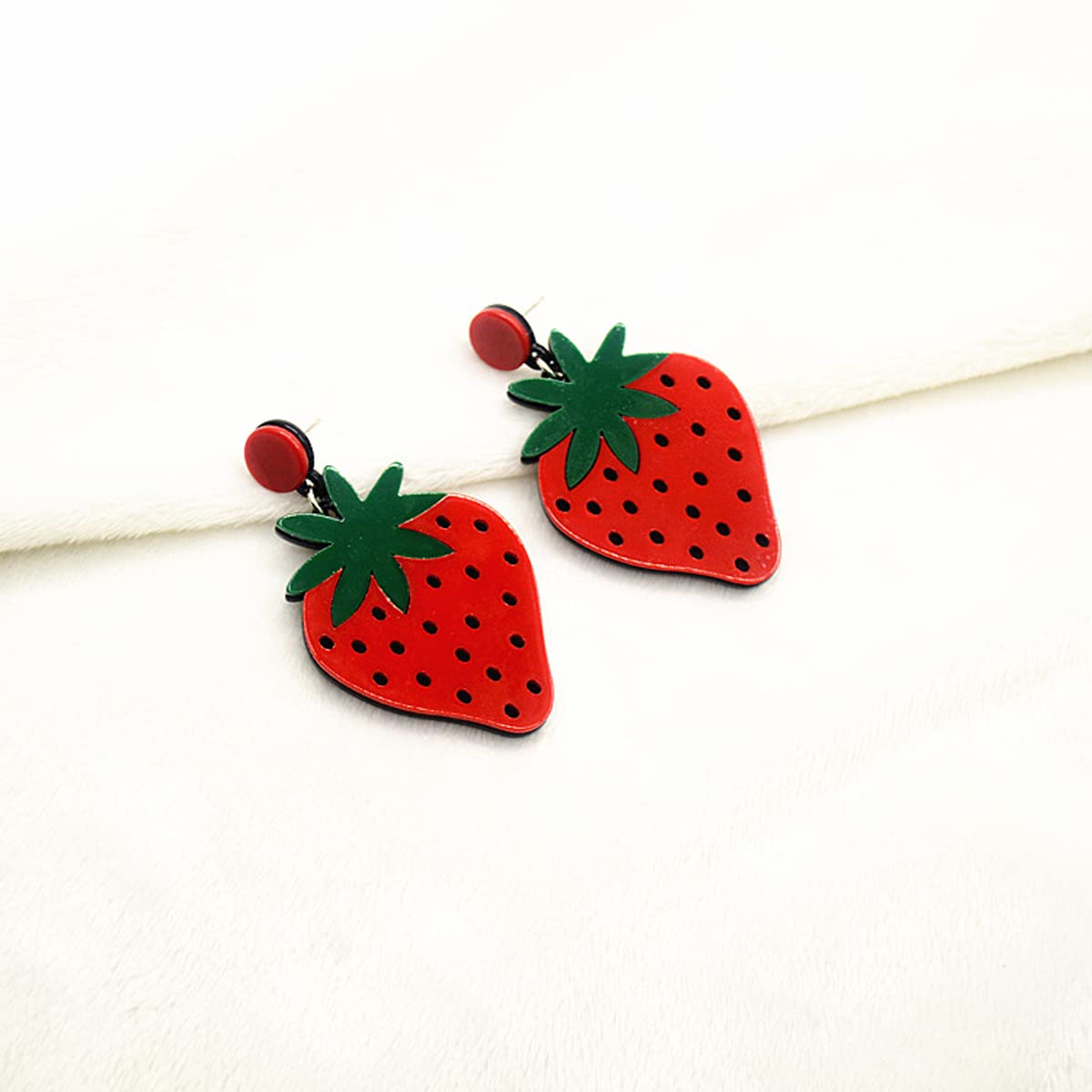 XYAYOU 2 Pairs Cute Exaggerated Fruit Earrings for Women - Cherry & Strawberry Dangle Earrings for Party, Gift, Casual Wear