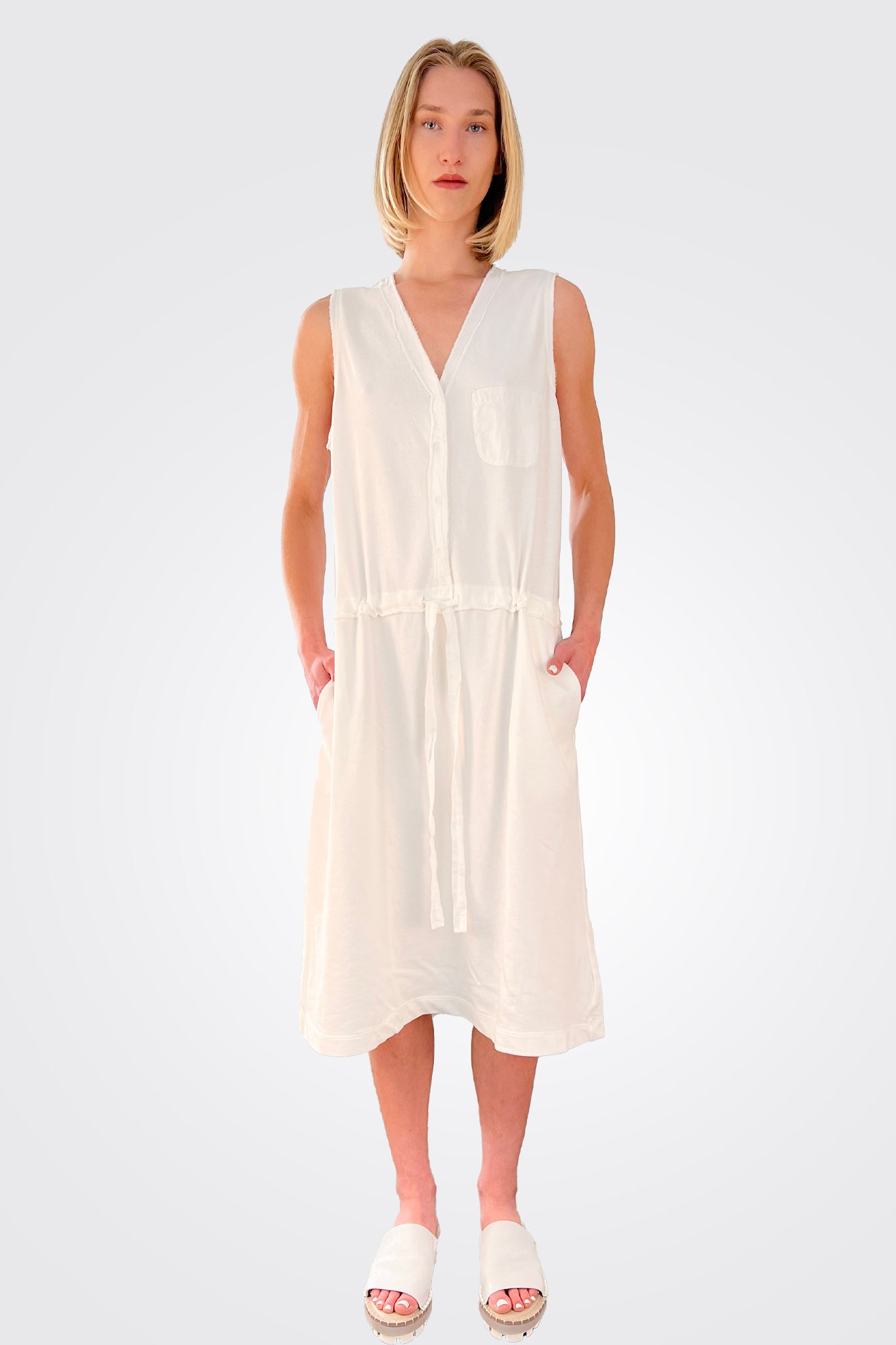 Women's Cotton Cinched Waist Dress - Natural Flowy Summer Dress for Casual Outings & Beach Vacations