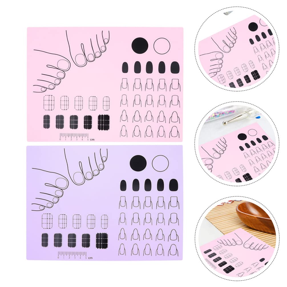 2Pcs Silicone Nail Stamping Plates - Nail Art Practice Mat for Manicure, Nail Polish Coloring & Design Transfer - DIY Nail Sticker Guide Printing Palette - Perfect for Home Salon & Professional Nail Artists
