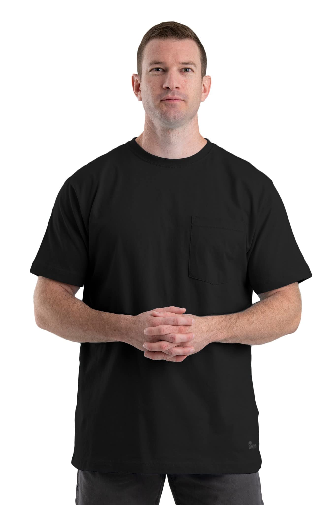 Berne Men's Big & Tall Heavyweight Short Sleeve Pocket T-Shirt - Comfortable Casual Wear for Work, Outdoor Activities & Everyday Use