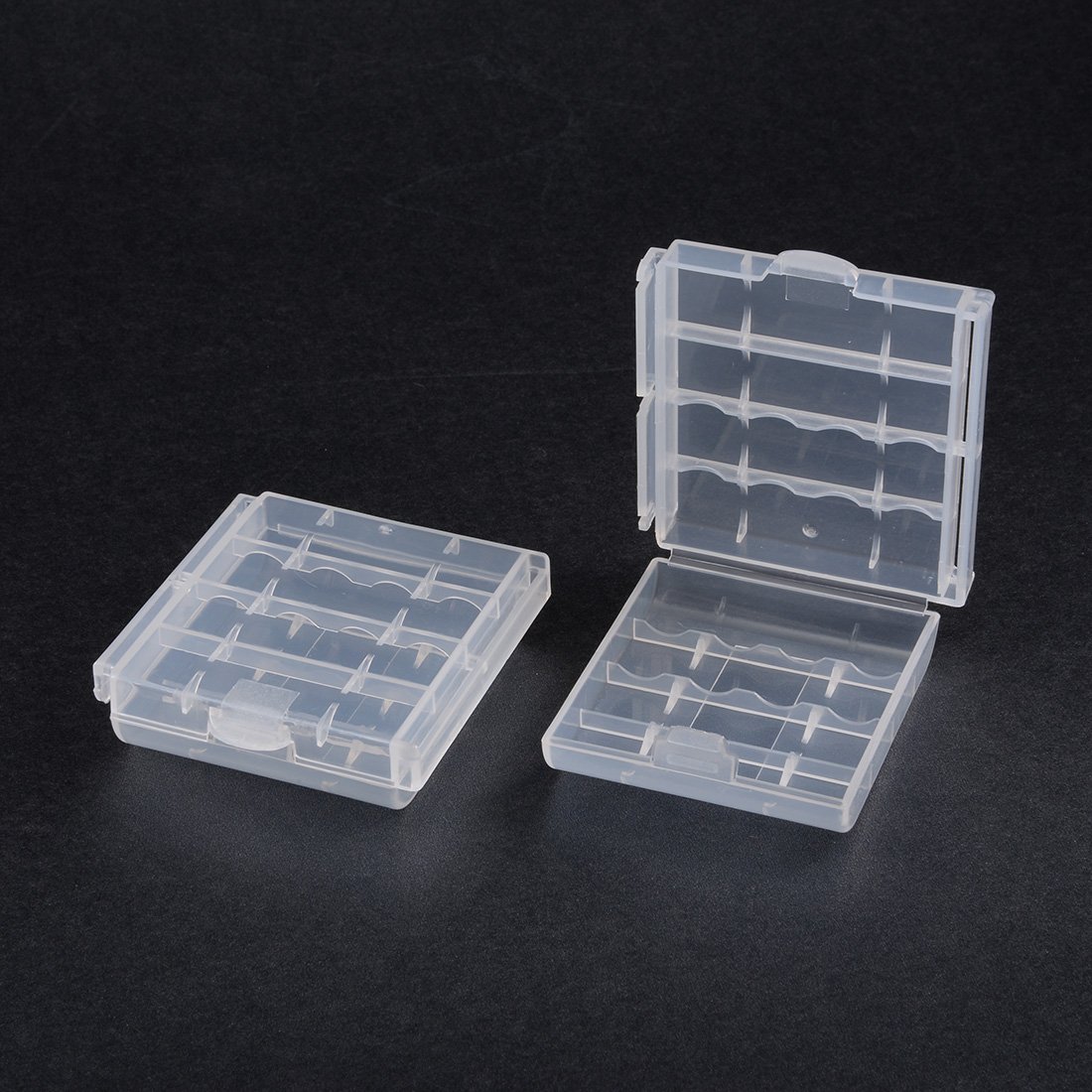 uxcell 2-Pack Clear AAA/AA 4-Cell Battery Holder Case - Portable Protective Storage for Batteries | Ideal for Organizing Alkaline/NiMH Batteries at Home, Office or Travel