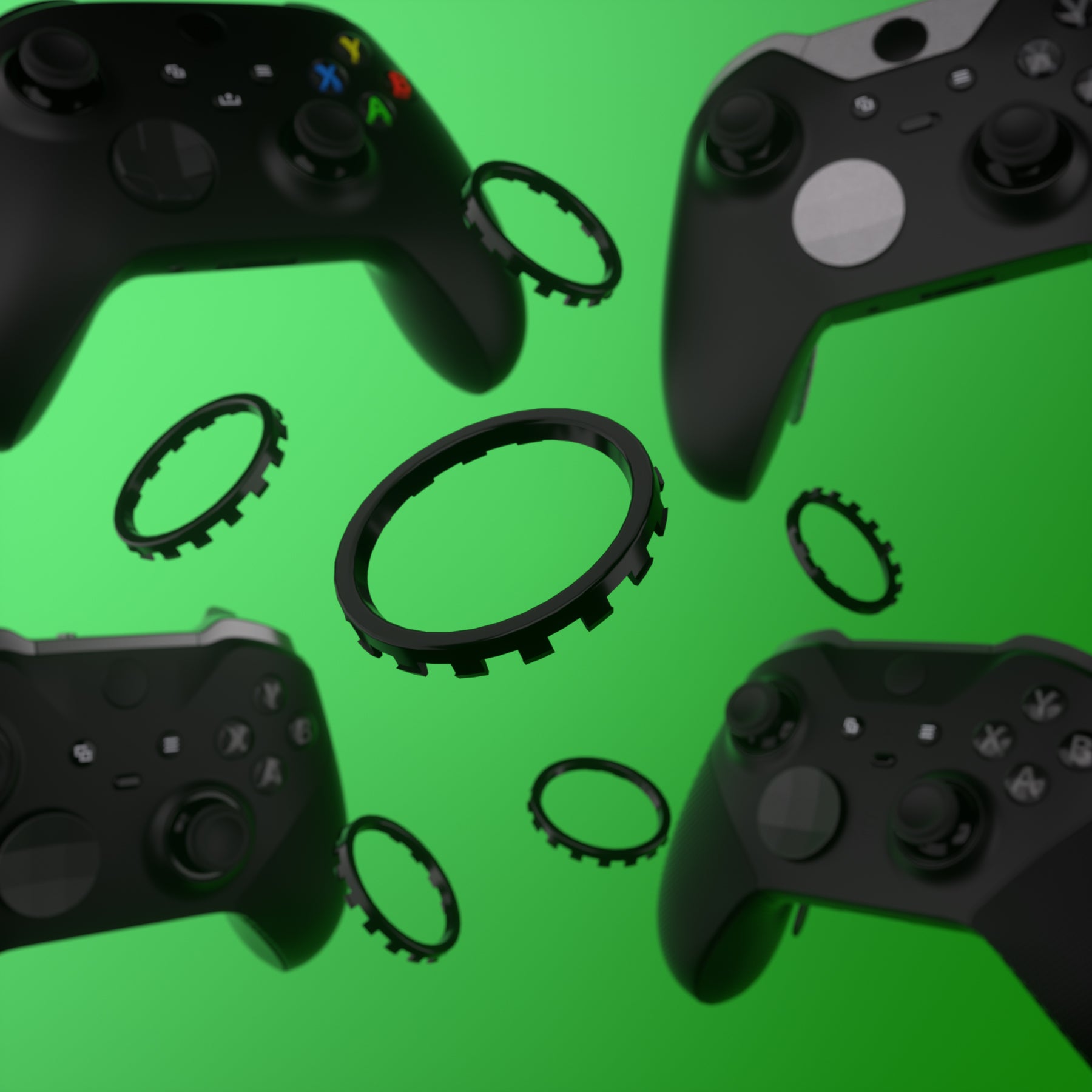 eXtremeRate Custom Accent Rings for Xbox Elite Series 2 Core & Elite Series 2 Controllers - Compatible with Xbox One Elite & Series X/S Controllers (Black) - Perfect for Gaming Setup & Controller Customization
