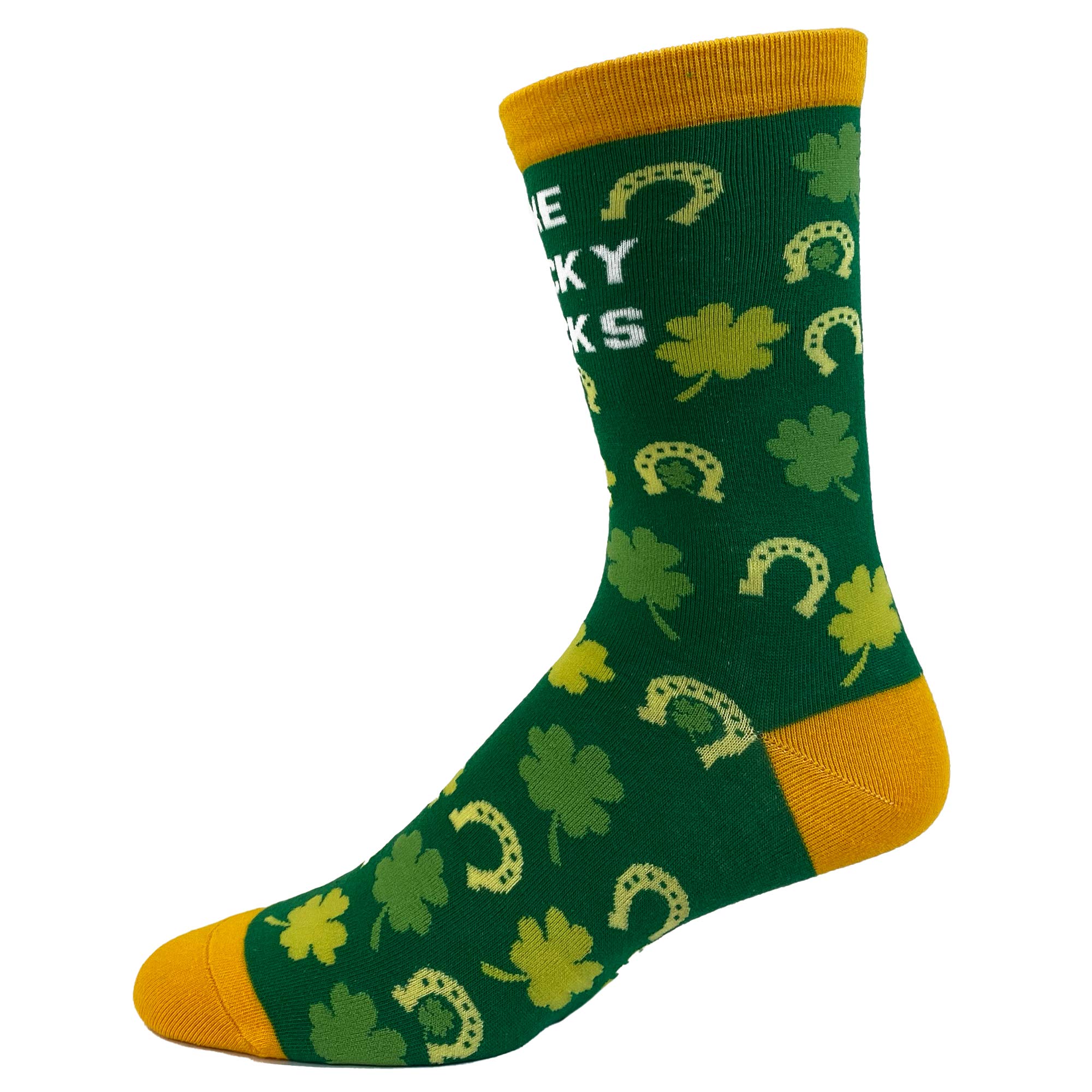 Funny Irish St. Patrick's Day Crew Socks for Women - Lucky Shamrock Green Clover Novelty Cotton Socks by Crazy Dog T-Shirts (Women's 5-10) | Perfect for St. Paddy's Party, Irish-Themed Events & Comfortable Everyday Wear
