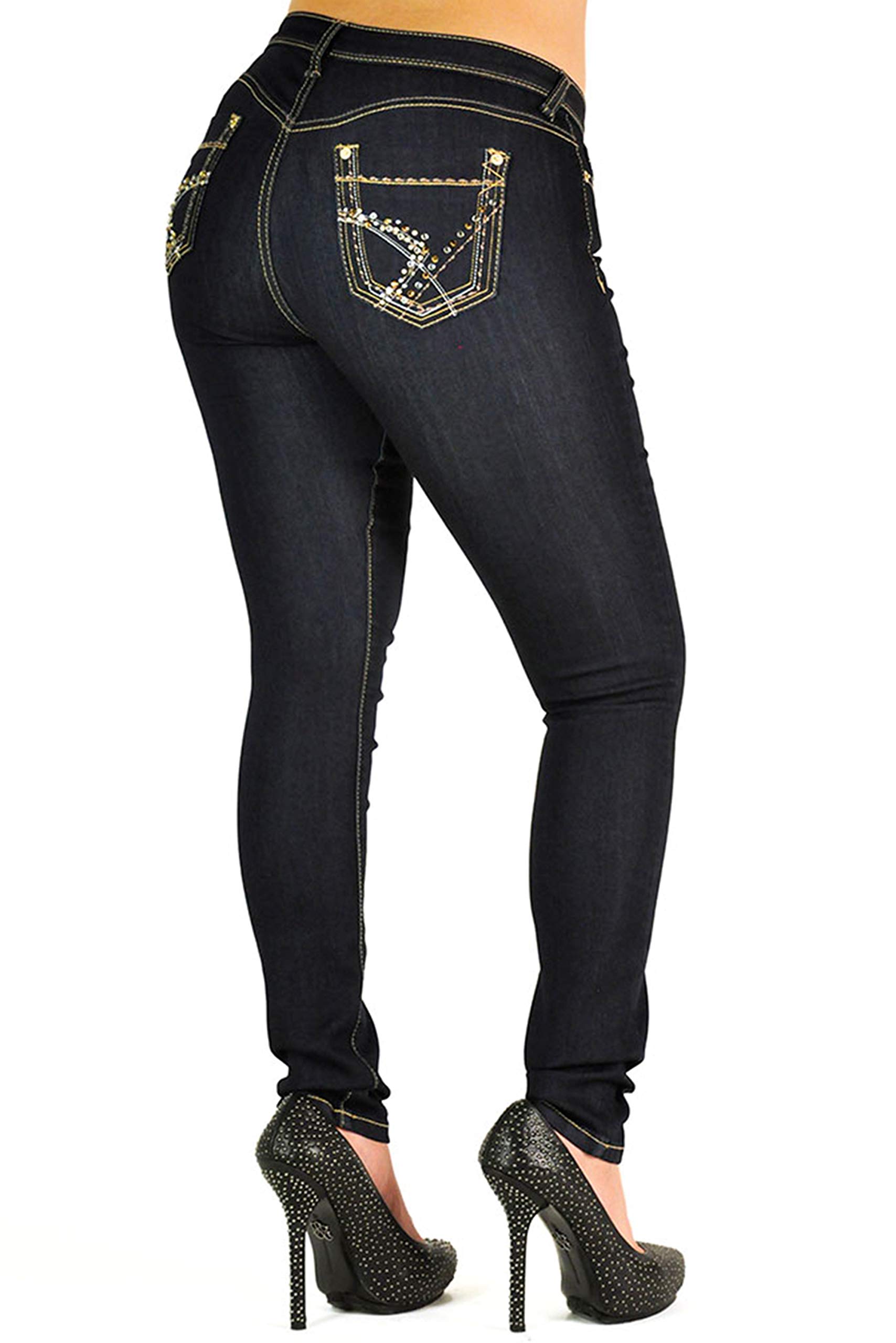 Poetic Justice Women's Curvy Fit Stretch Denim Mid Rise Skinny Jeans - Comfortable Slimming Jeans for Plus Size Women | Perfect for Casual Wear, Date Night & Office Outfits