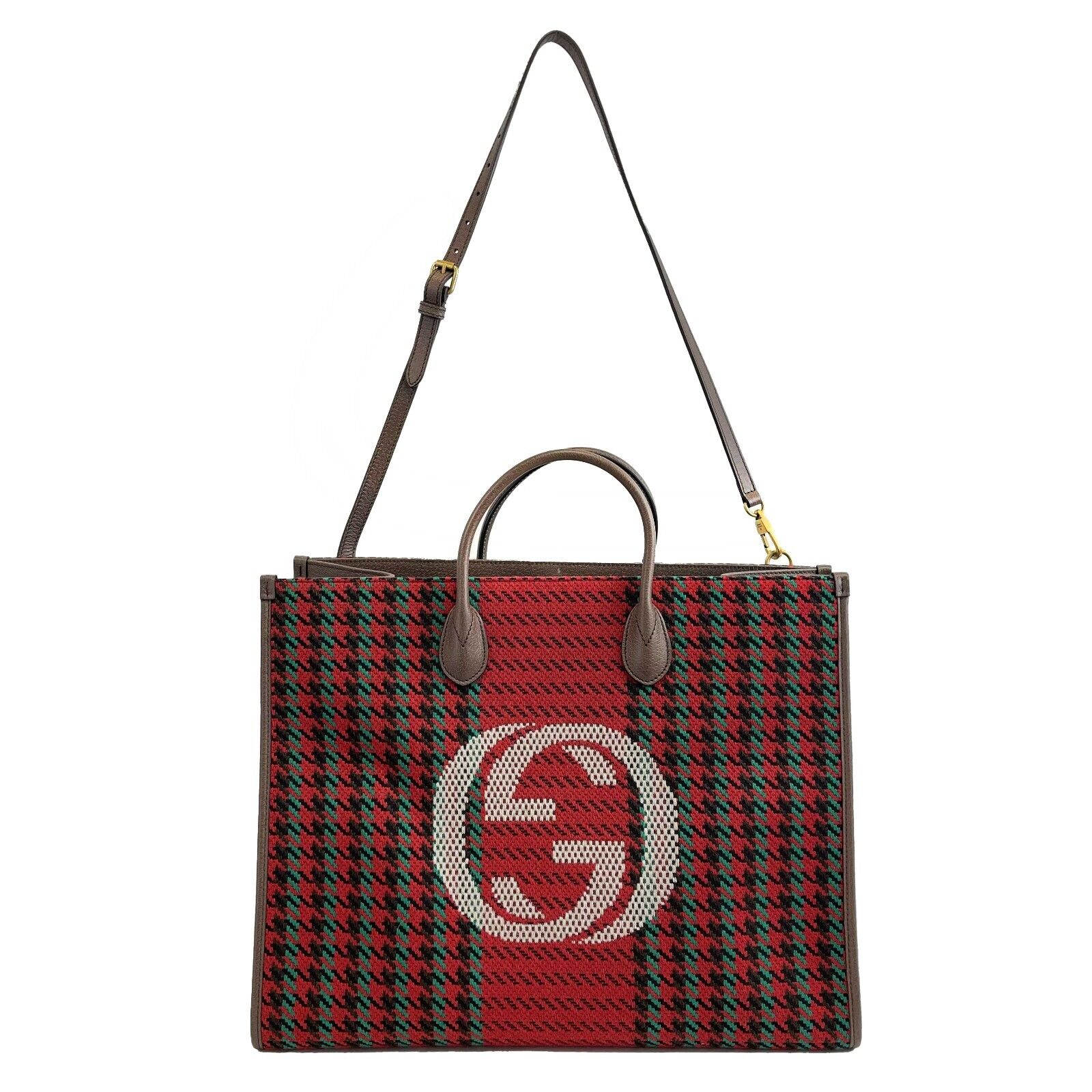 Gucci NEW Large Houndstooth GG Tote Bag with Adjustable Shoulder Strap - Stylish Designer Handbag for Women, Perfect for Work, Travel & Everyday Use