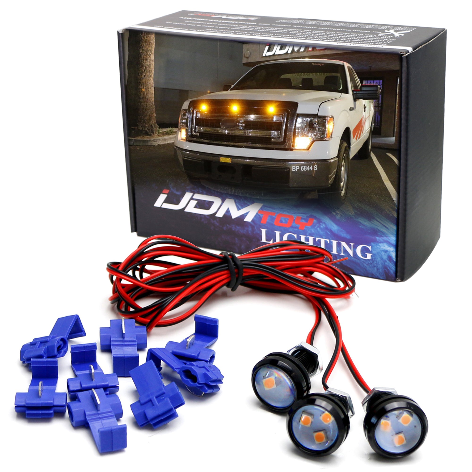 3pc Ford SVT Raptor Style LED Amber Grille Lighting Kit - Universal Fit for Trucks & SUVs | Off-Road, Night Driving, Custom Car Mods