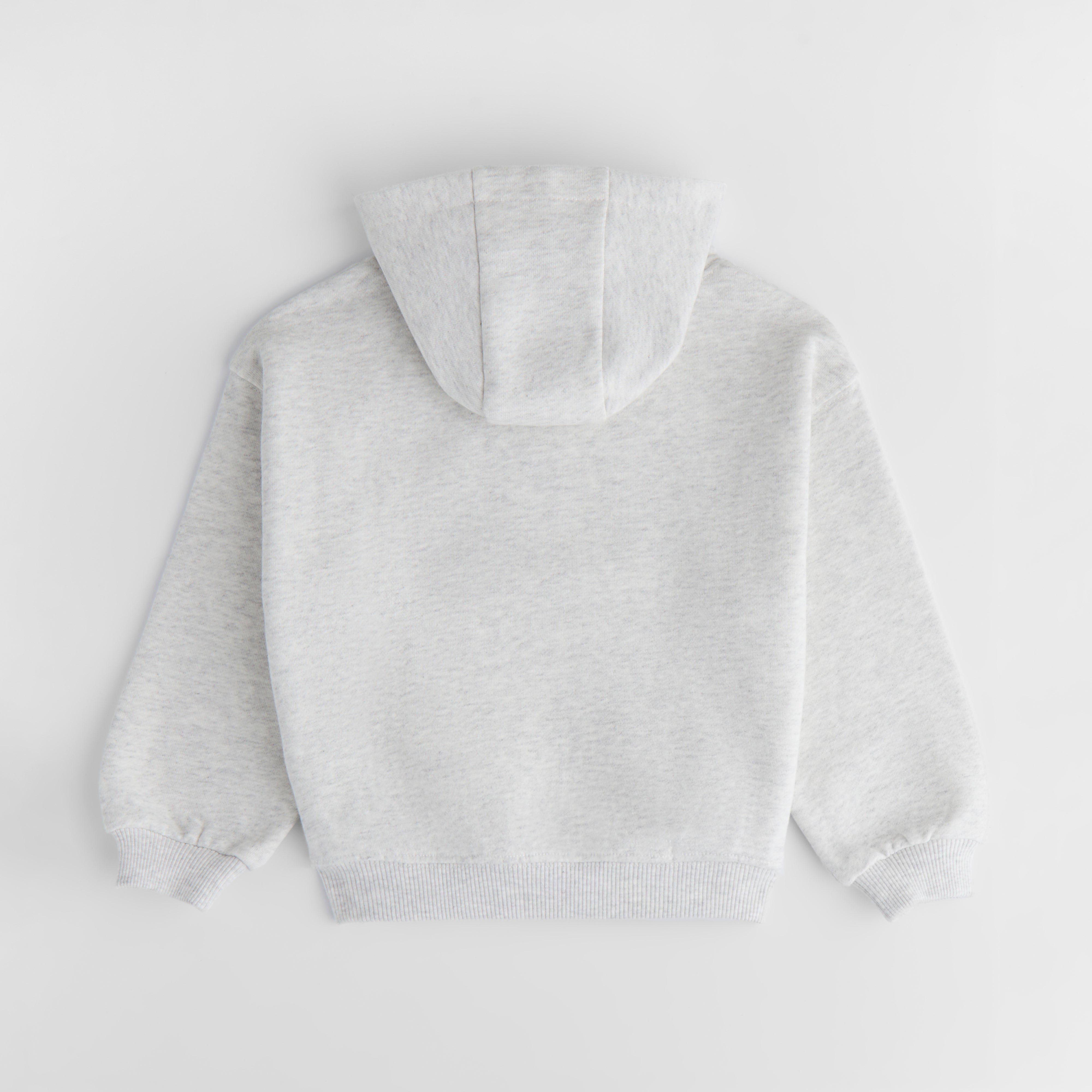 Mini Varsity Oversized Hoodie - Light Grey Melange & Black | Cozy Unisex Pullover for Streetwear, College Fashion & Casual Outfits
