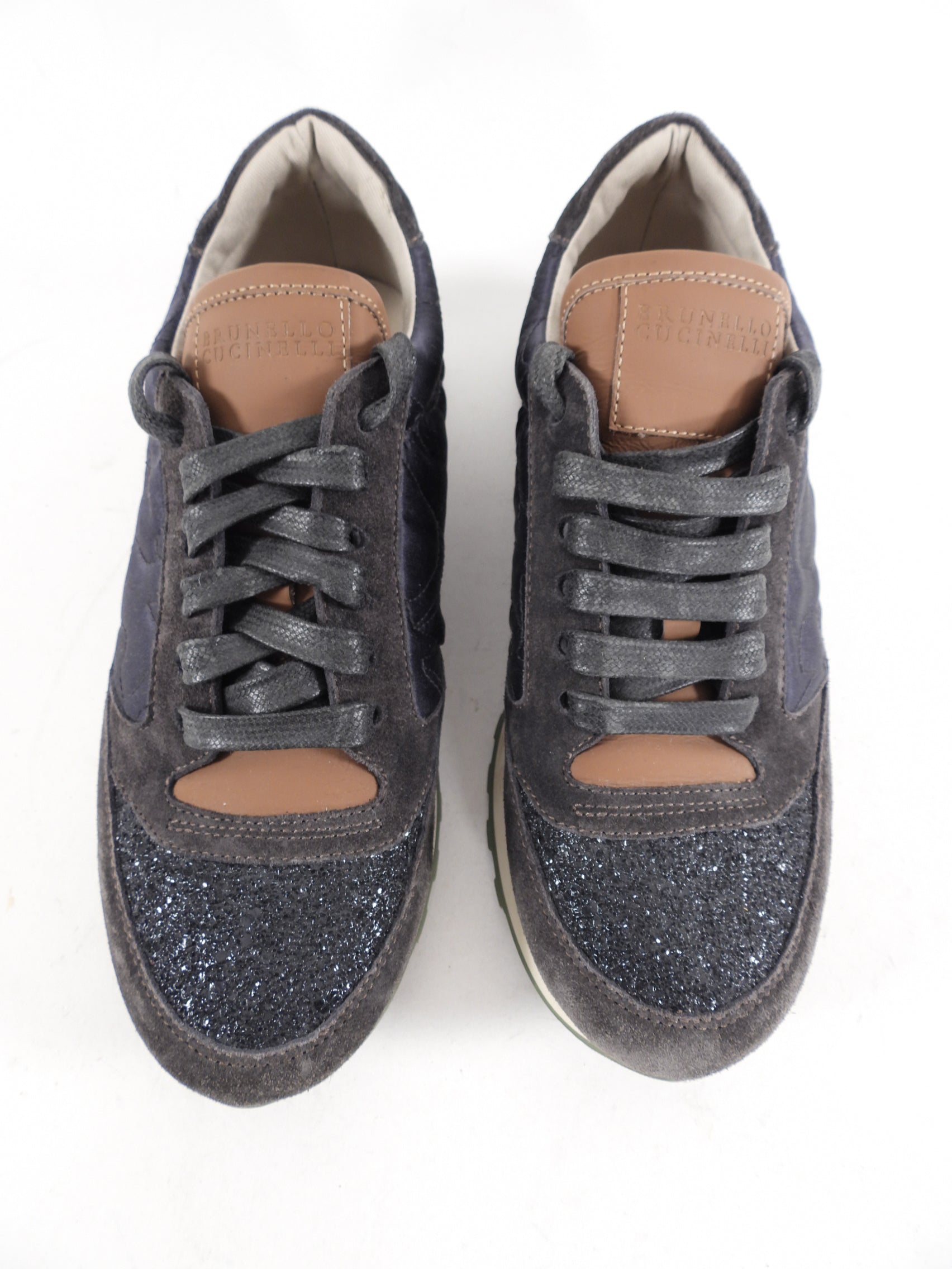 Brunello Cucinelli Grey and Brown Monili Sneakers - Women's Size 38 (US 7.5) - Comfortable Casual Shoes for Walking, Travel & Everyday Wear