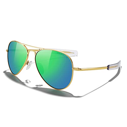 23k Gold Frame/Green Mirror Polarized Lens