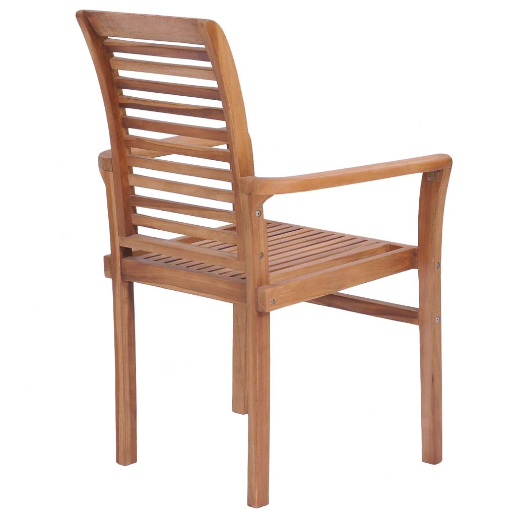 FAMIROSA 4-Piece Solid Teak Wood Outdoor Dining Chairs Set - Stackable Garden Armchairs for Patio, Balcony, Backyard - Weather-Resistant Outdoor Furniture for Dining, Lounging & Entertaining