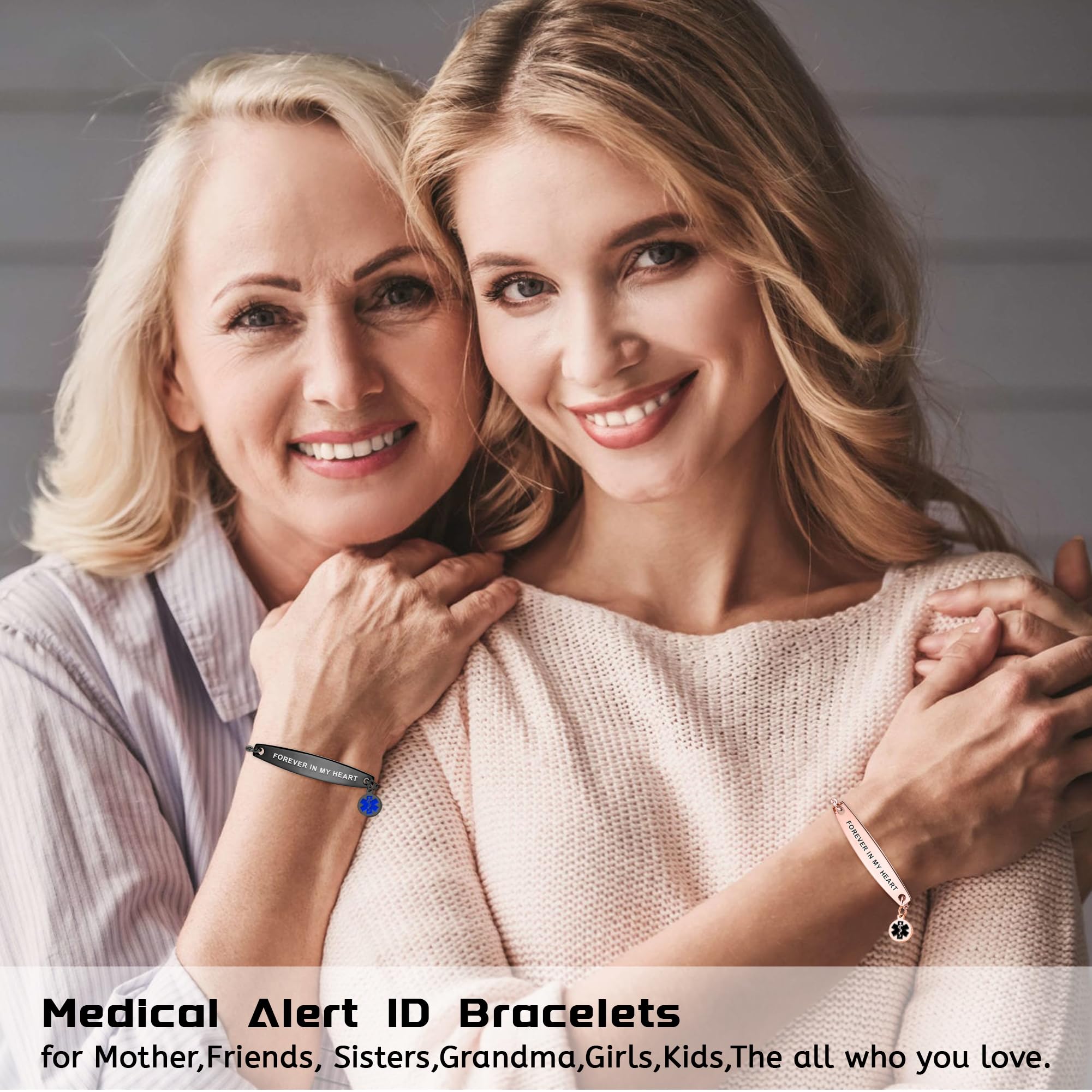 Personalized Stainless Steel Medical Alert Bracelet for Women & Men - Custom Medical ID Wristband for Emergency Situations - Perfect Gift for Mom, Dad, Seniors - Ideal for Daily Wear, Travel & Outdoor Activities