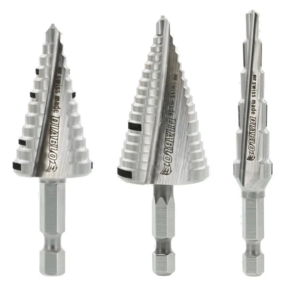 Diablo DSDS003 3-Piece Impact Step Bit Set - High-Speed Steel Drill Bits for Metal, Wood & Plastic - Perfect for Electricians, Plumbers & DIY Projects