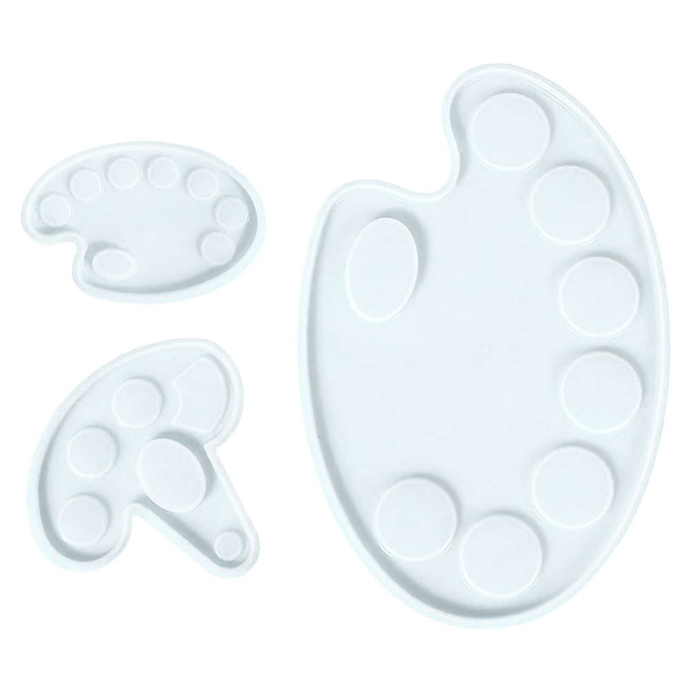 EXCEART 3Pcs Silicone Palette Molds for Nail Art, Epoxy Resin, Makeup & Paint - DIY Color Mixing & Fixing Plate - Perfect for Artists, Crafters & DIY Enthusiasts at Home or Salon