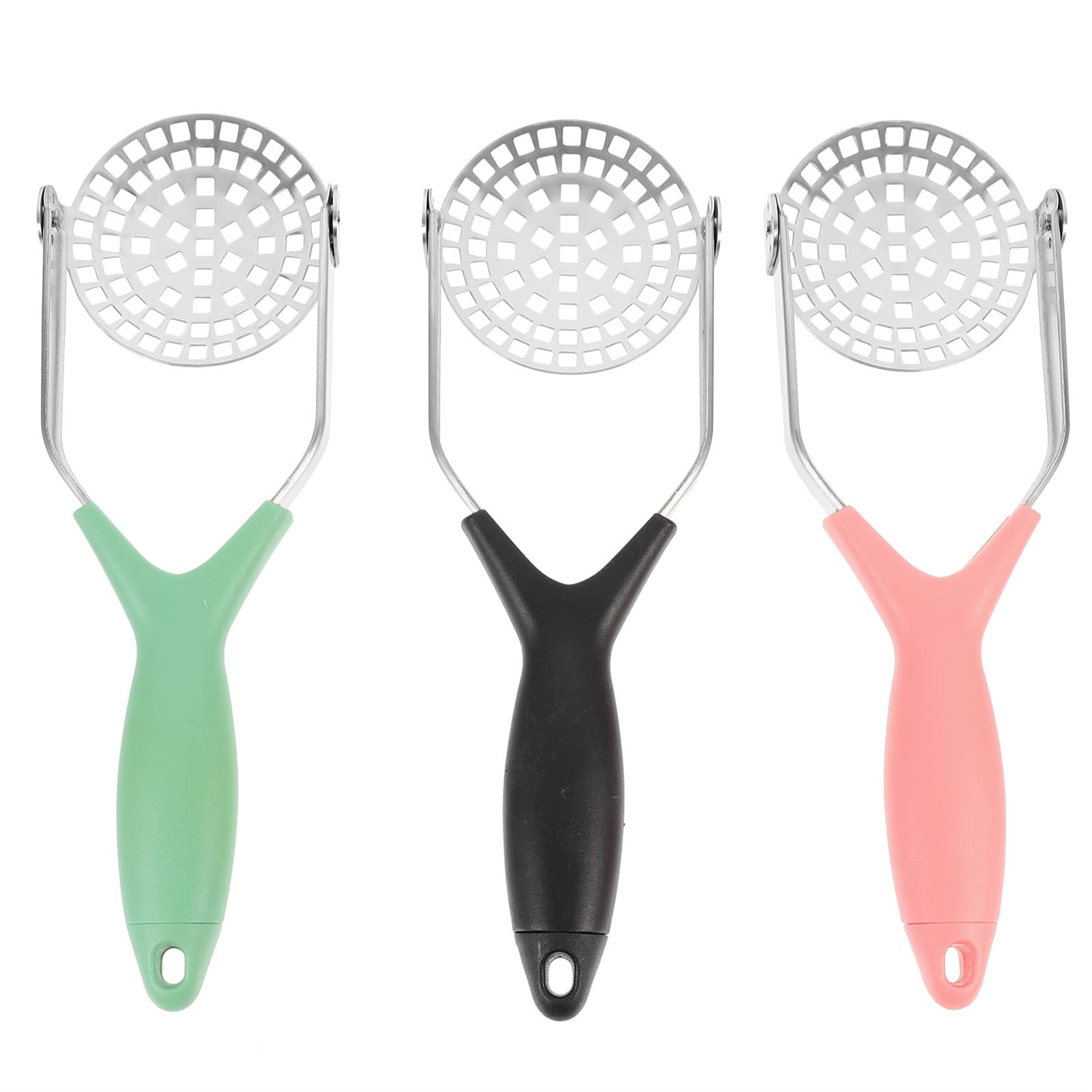 Veemoon 3-Piece Stainless Steel Potato Masher Set - Heavy Duty Handheld Potato Presser, Crusher & Smasher for Perfect Mashed Potatoes, Avocados, Beans & Bananas - Ideal Kitchen Gadget for Baking, Cooking & Meal Prep