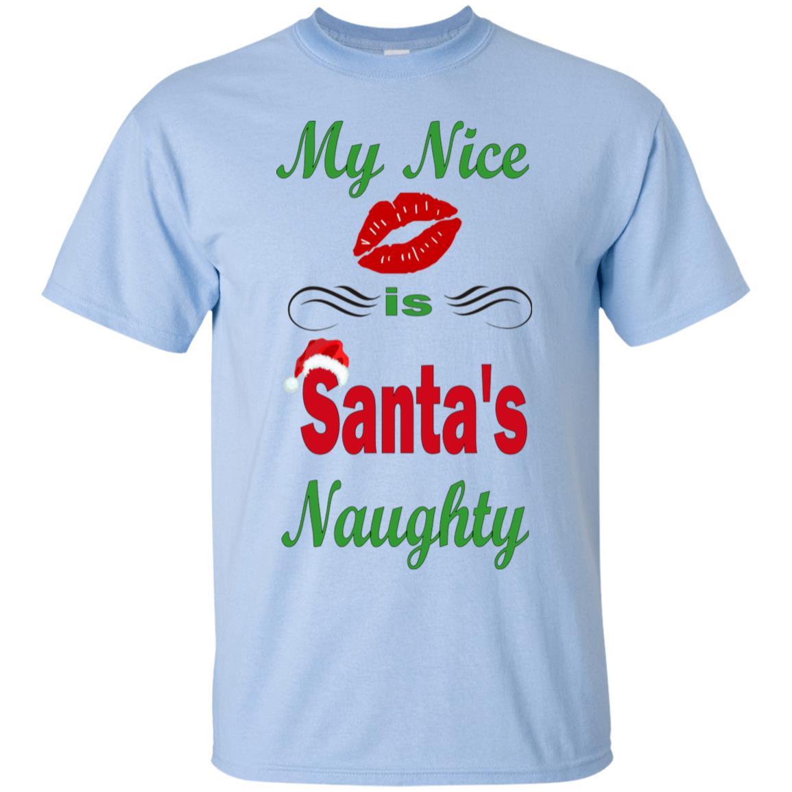 WineyBitches.co My Nice Is Santa's Naughty Ultra Soft Cotton T-Shirt - Funny Christmas Party Outfit, Holiday Gift for Women, Casual Wear