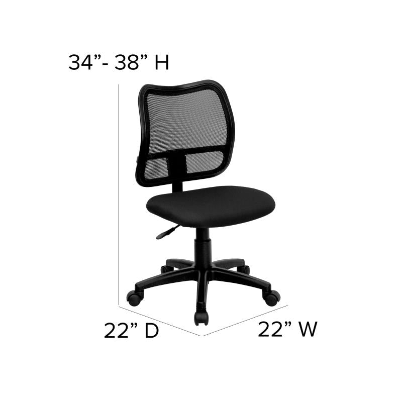 FLASH Mid Back Black Mesh Swivel Task Office Chair - Ergonomic Adjustable Height Computer Desk Chair for Home & Office Use - Perfect for Long Hours of Work or Gaming