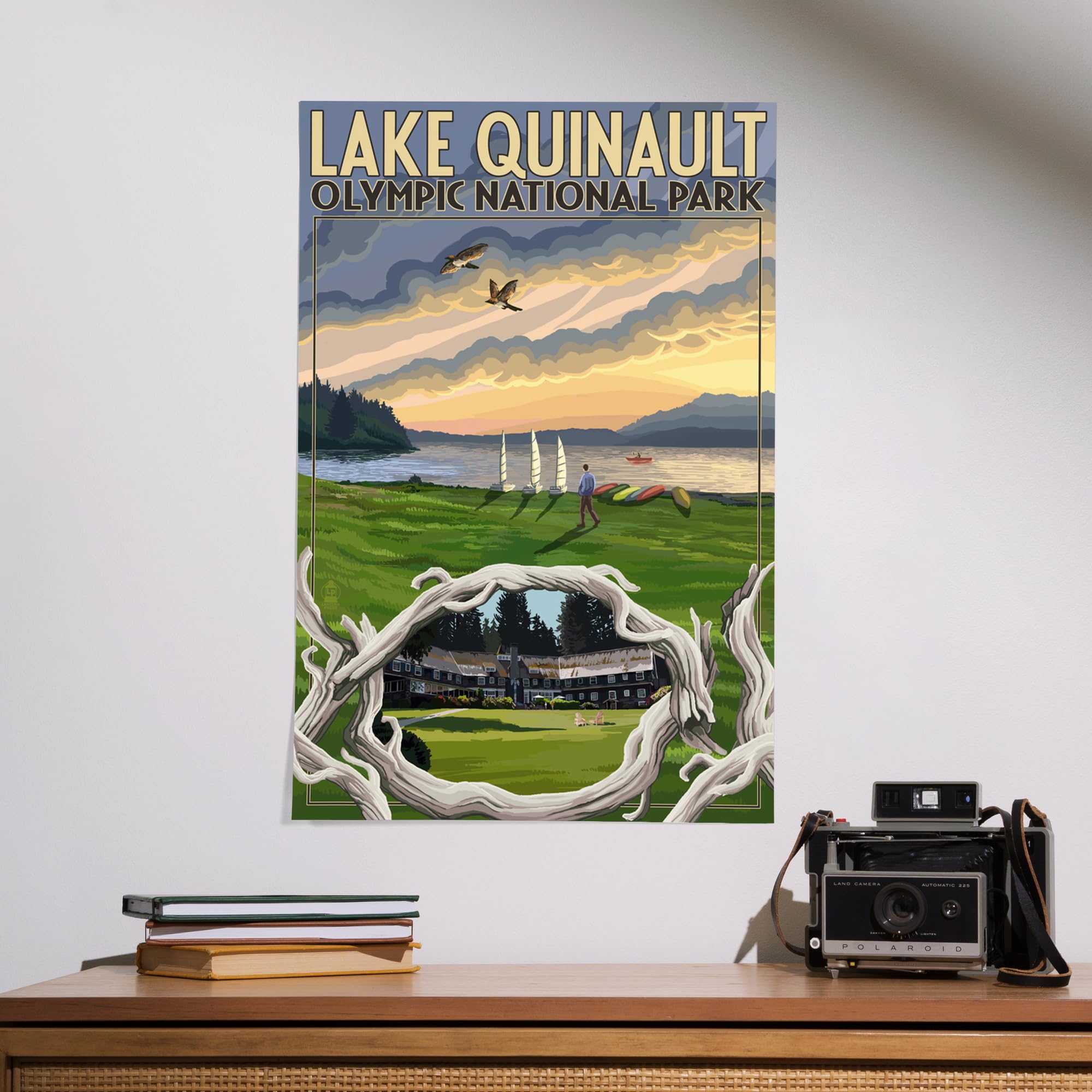 Lantern Press 16x24 Inch Giclee Art Print - Olympic National Park Washington Landscape with Lake Quinault - Perfect for Home Decor, Office Wall Art & Nature Lover Gifts