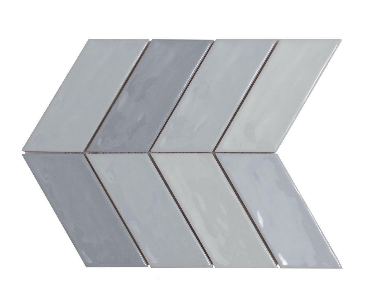 Chevron Ceramic Mosaic Wall Tile Mist - Waterproof Peel and Stick Backsplash for Kitchen, Bathroom, Shower, and Fireplace Decoration