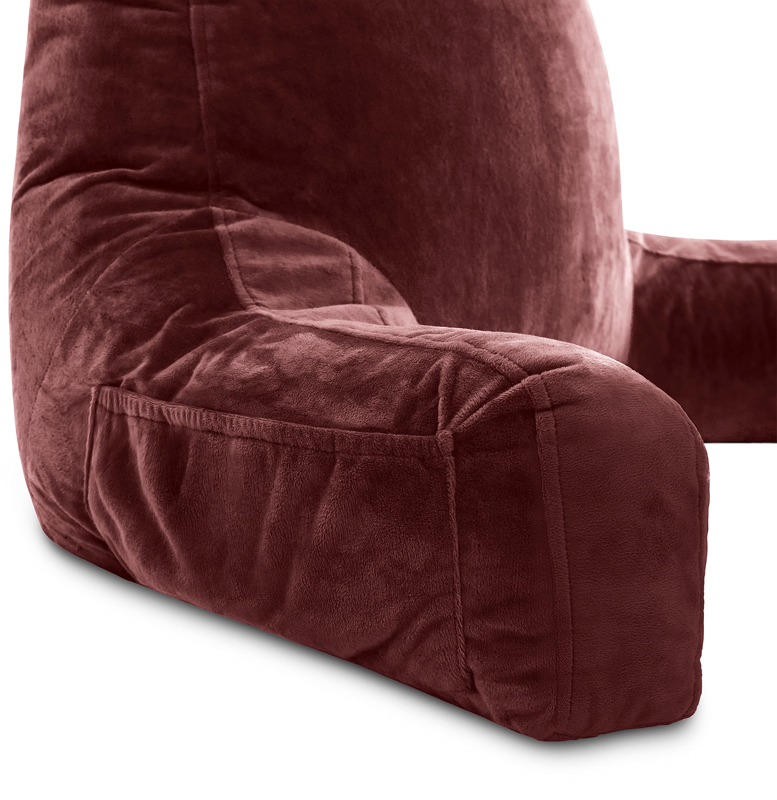 XXL Husband Pillow Cover - Soft Microfiber Bed Rest Pillow Case with Arms & Pockets for Reading (Maroon) - Perfect for Cozy Reading, Watching TV, and Relaxing in Bed