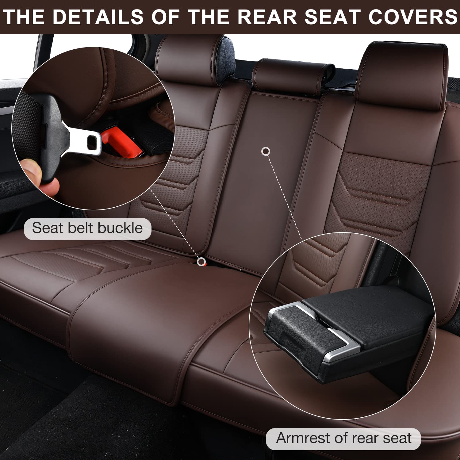 Premium Breathable Leather Car Seat Covers Full Set - Front & Rear Seat Protectors with Headrest Covers | Universal Fit for Most Cars & SUVs | Perfect for Daily Commute, Road Trips & Family Protection