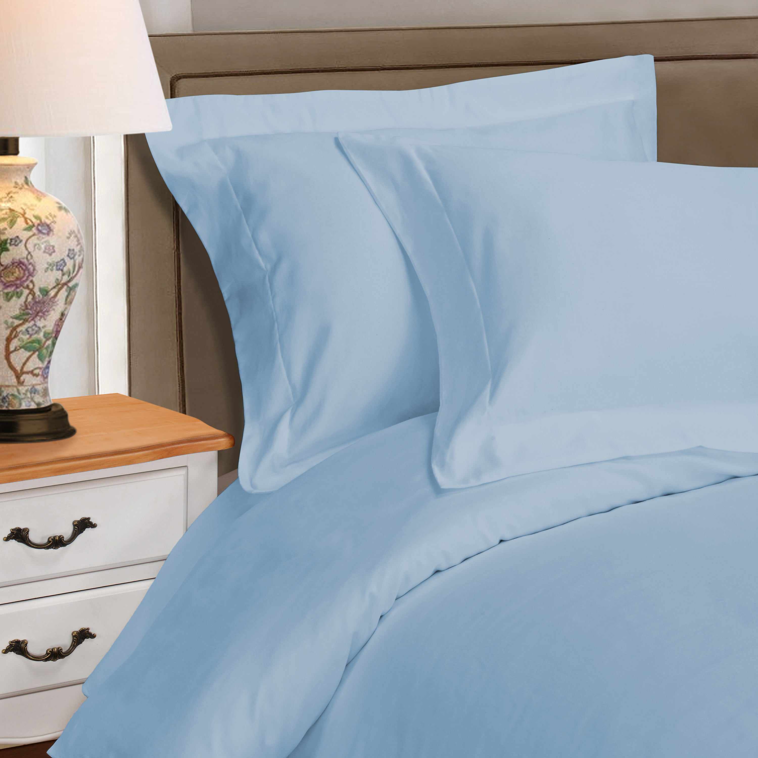 1000 Thread Count Egyptian Cotton Solid Duvet Cover Set - Luxury Bedding for Master Bedroom & Guest Room - Soft Breathable Duvet Cover for All Seasons