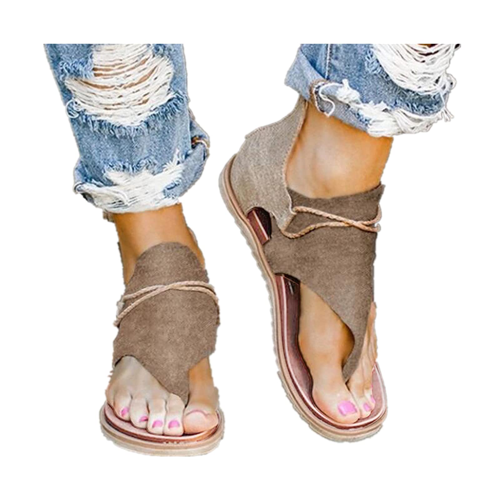 BIFUTON Women's Summer Sandals - Breathable Flat Orthotic Slip-On Casual Beach Sandals for Walking, Travel & Outdoor Activities