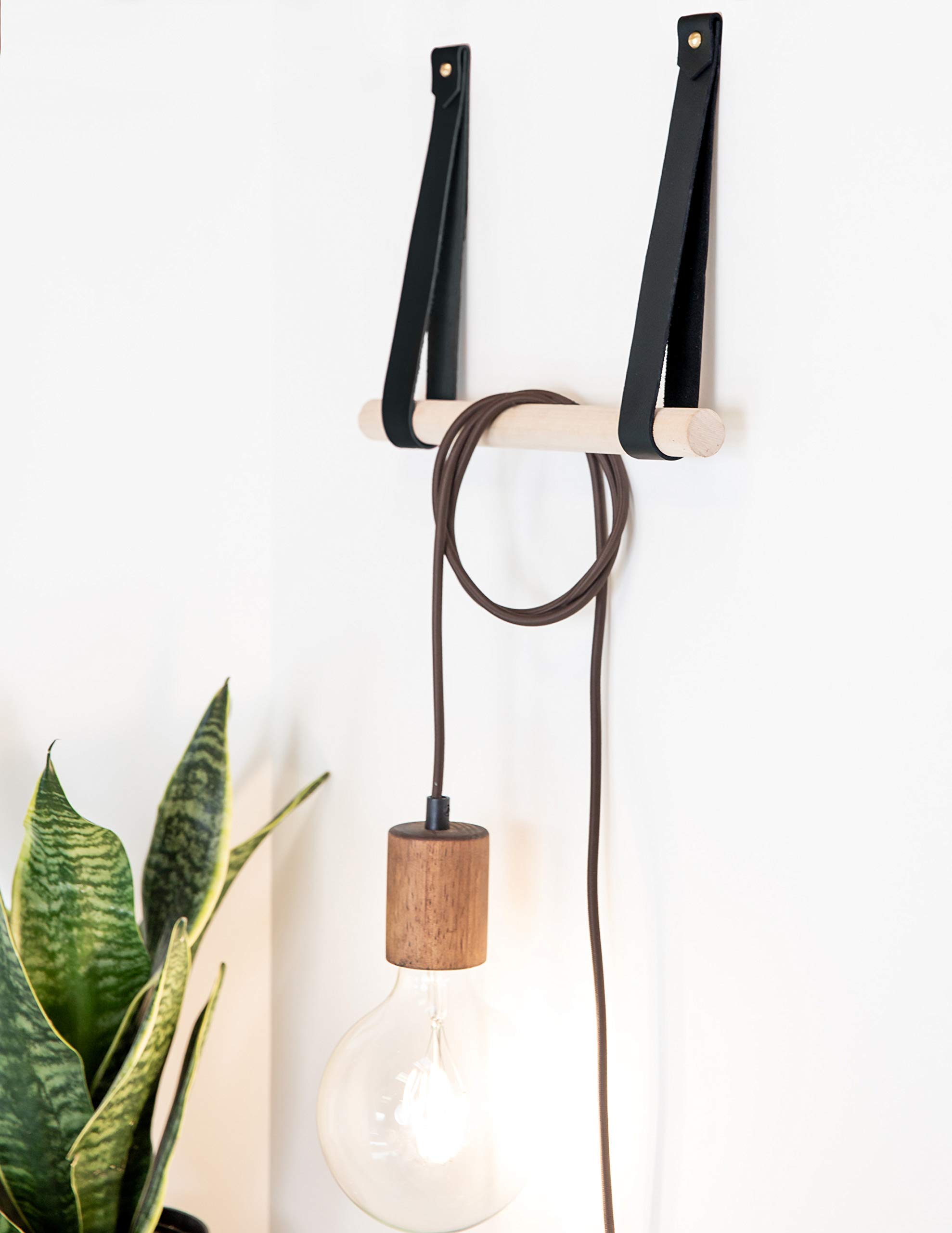 KEYAIIRA - Large Leather Wall Hook, Minimalist Wall Hanging Strap for Towels, Scarves & Coats - Decorative Storage Hanger for Bathroom, Bedroom & Entryway Organization