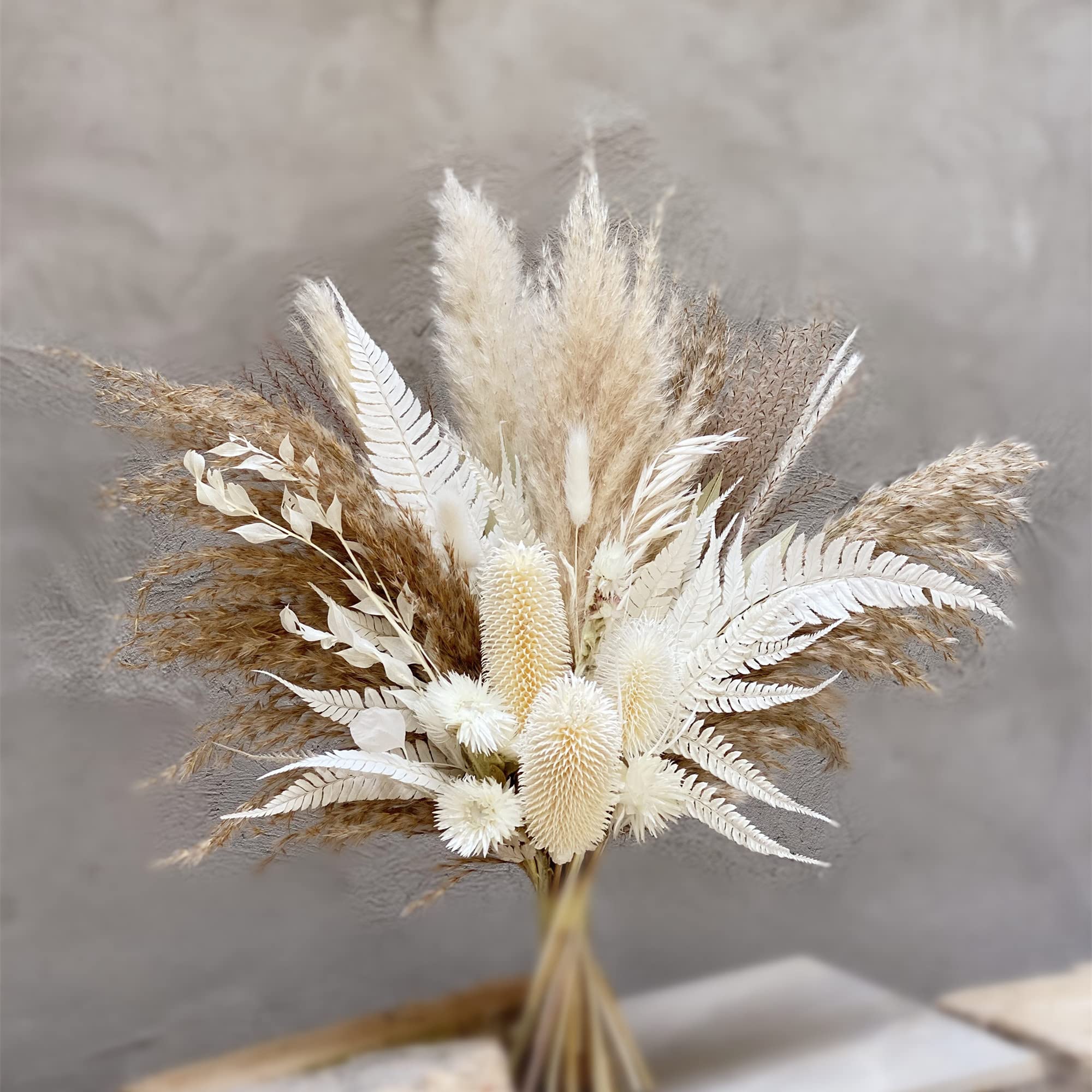 Premium Dried Flower Bouquet Set - Natural Dried Pampas Grass Arrangement for Rustic Weddings, Boho Home Decor, Bridal Bouquets & Bridesmaid Flowers - Perfect for Wedding Centerpieces, Baby Showers & Farmhouse Decor