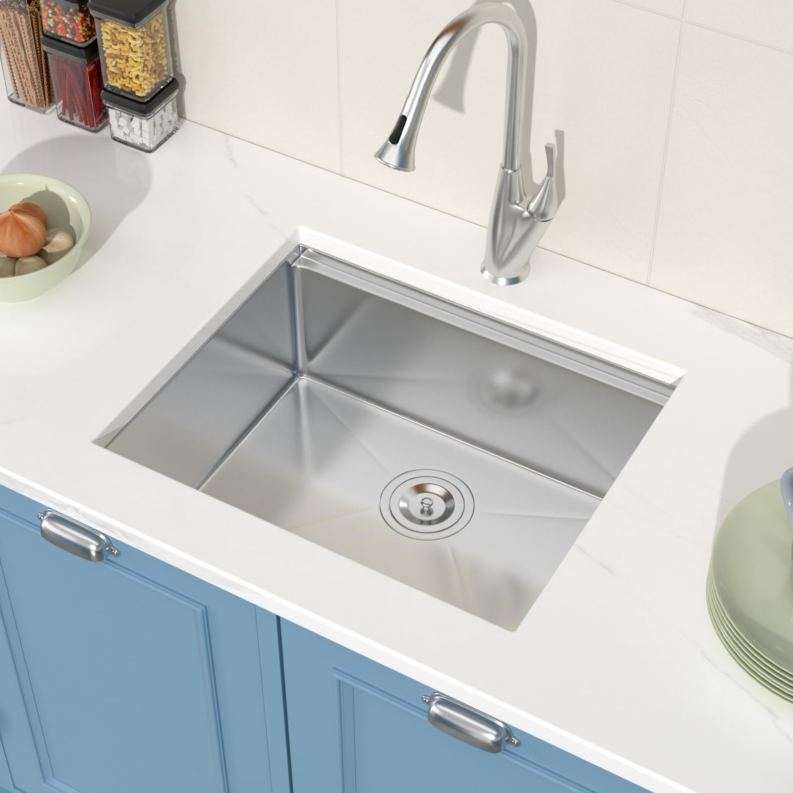 23x19 Inch Undermount Stainless Steel Single Bowl Kitchen Sink - Bar Prep Sink Basin for Home & Commercial Use - Perfect for Food Prep, Dishwashing & Bartending