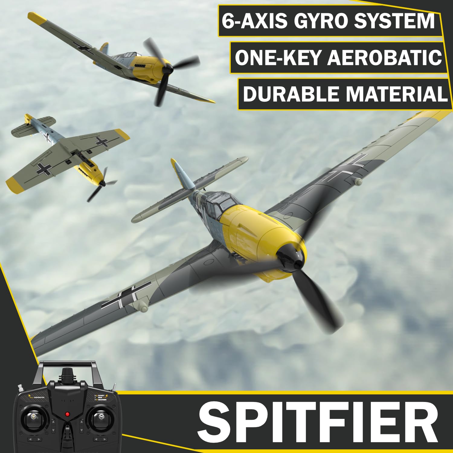 Upgrade Messerschmitt BF-109 4 Channel RC Airplane Ready to Fly - Remote Control Airplane for Beginners & Adults with Xpilot Stabilization System & One Key Aerobatic - Perfect for Outdoor Flying, Hobbyist Training & Aerial Shows