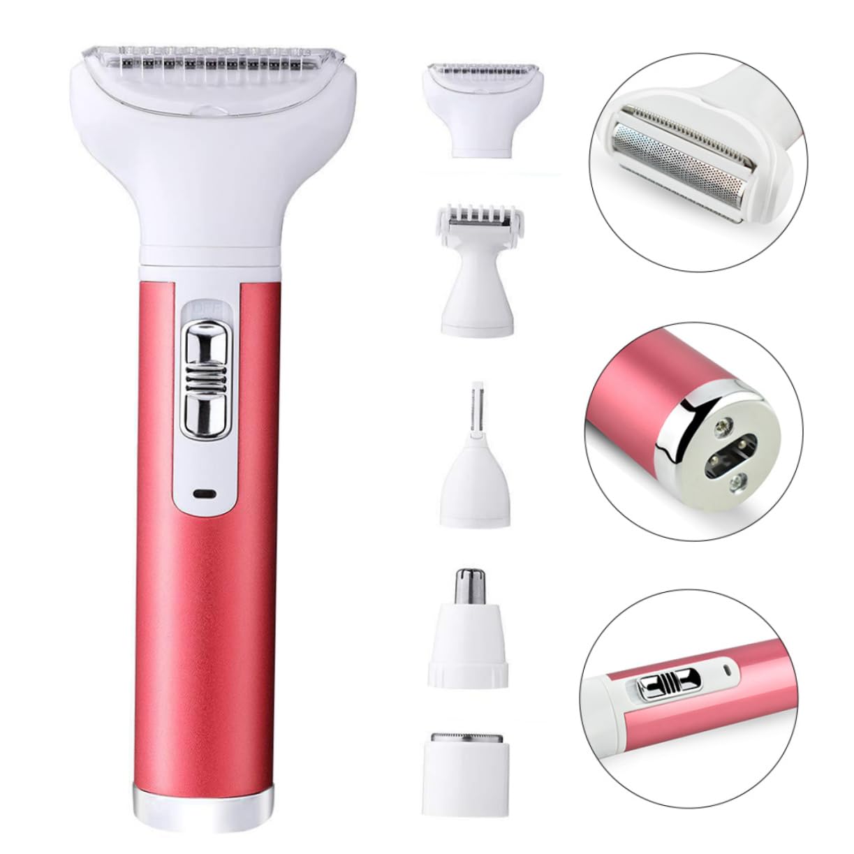 Baluue Rechargeable Electric Epilator & Hair Trimmer for Women - Portable Bikini, Face & Body Hair Removal Device with ABS Rosy Design - Perfect for Travel, Gym & Home Use