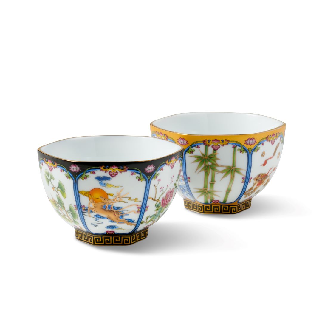 Hexagon Tea Cups Set of 2 - Modern Geometric Ceramic Tea Cups for Hot & Cold Drinks - Perfect for Afternoon Tea, Coffee, or Matcha Lattes at Home or Office
