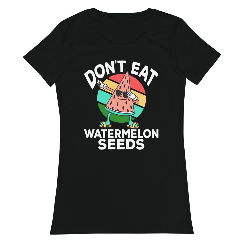 Funny Don't Eat Watermelon Seeds Pregnancy T-Shirt for Women - Comfortable Fitted Summer Maternity Tee - Perfect for Baby Showers, Maternity Photos & Casual Wear
