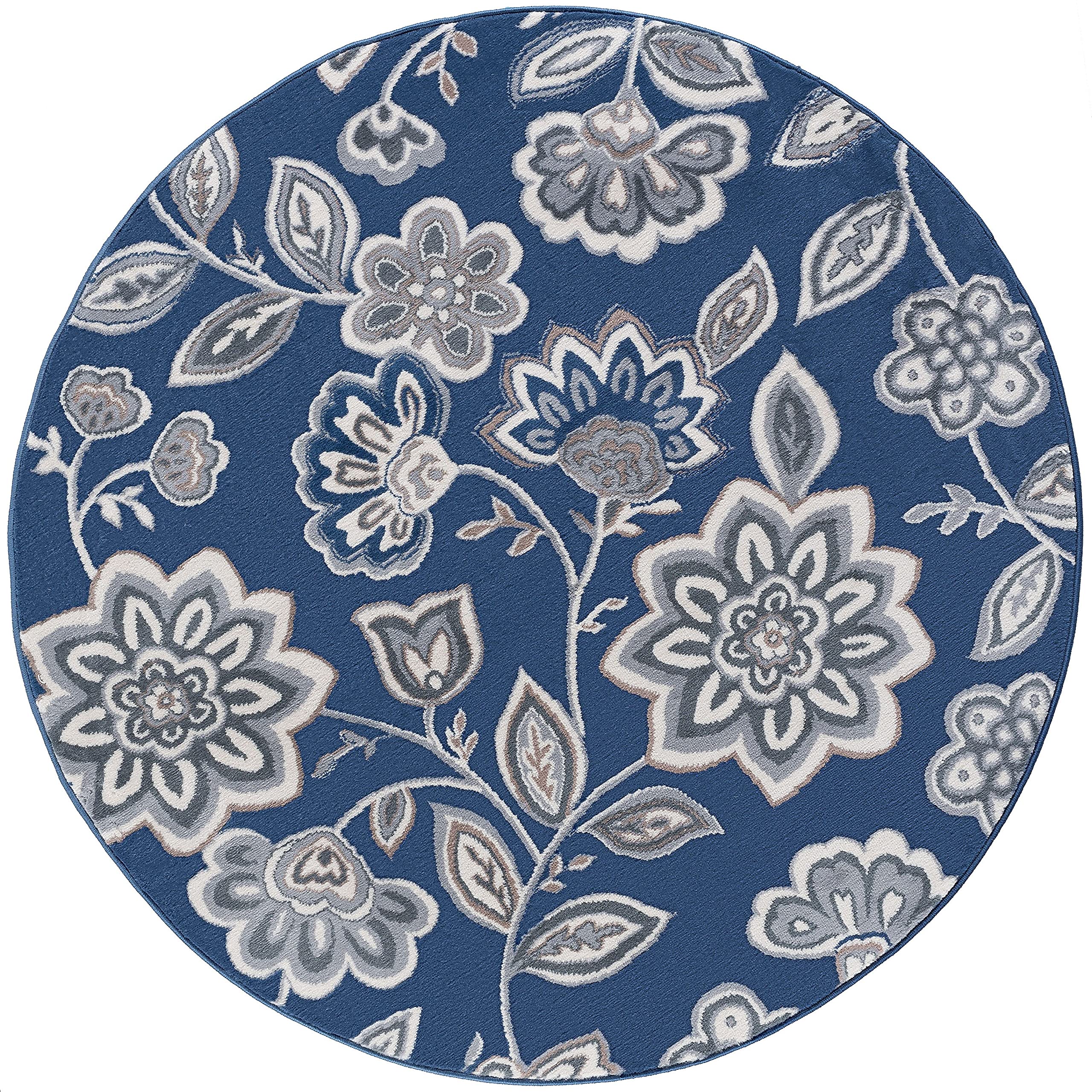 Navy Blue 6ft Round Modern Area Rug - Soft Indoor Carpet for Living Room, Bedroom, Dining Room, Kitchen & Entryway - Contemporary Home Decor - Perfect for Cozy Spaces & High-Traffic Areas