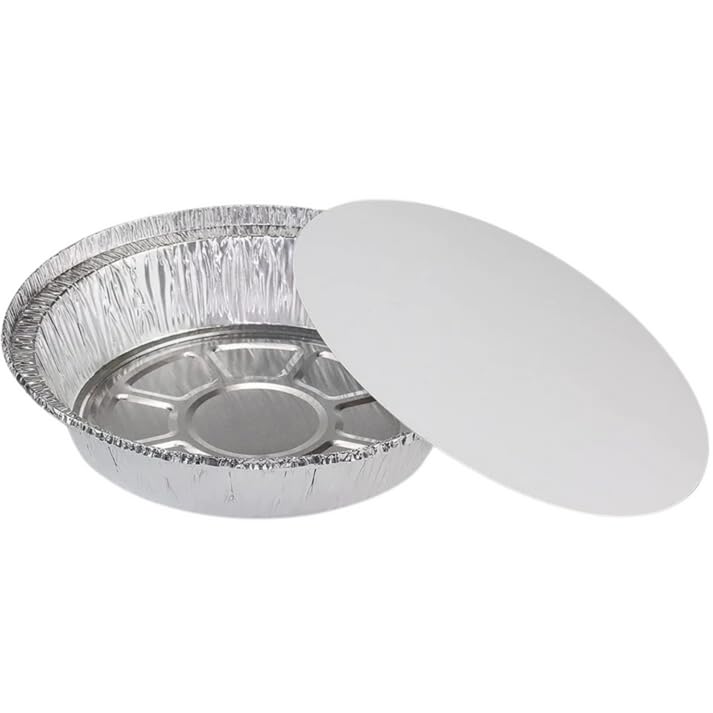 Nicole Fantini 9-Inch Round Aluminum Foil Pans with Board Lids - 250-Pack Disposable Takeout Containers for Baking, Roasting & Oven Use | Perfect for Meal Prep, Catering & Party Food Storage