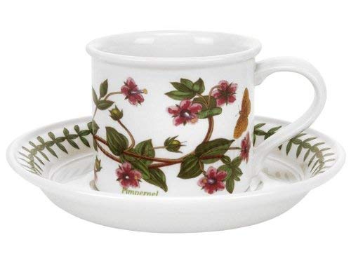 Portmeirion Botanic Garden Espresso Cup and Saucer Set of 6 - Elegant Floral Design Coffee Cups for Home, Cafe, and Gift Giving