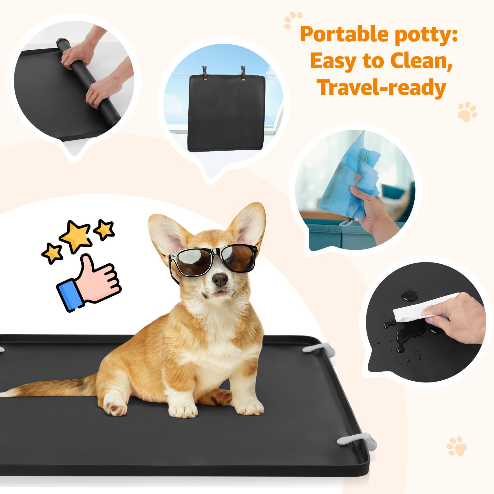 LOOBANI Large Dog Pee Pad Holder - Non-Slip Silicone Puppy Training Mat Tray with 4 Secure Clamps for Indoor Potty Training - Fits 27