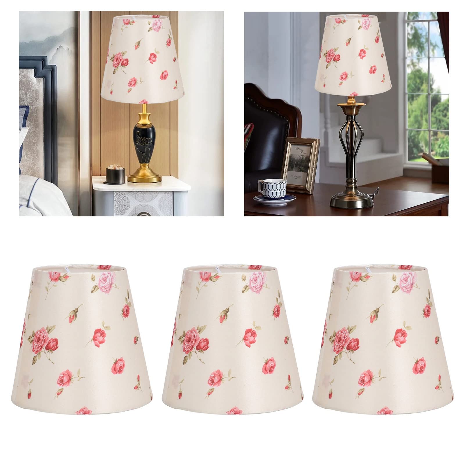 Restokki 3Pcs Small Lamp Shades - Handcrafted Soft Fabric Dustproof Barrel Chandelier Covers for Desk, Nightstand, Bedroom, Living Room & Office - Perfect for Cozy Reading Nooks and Ambient Lighting