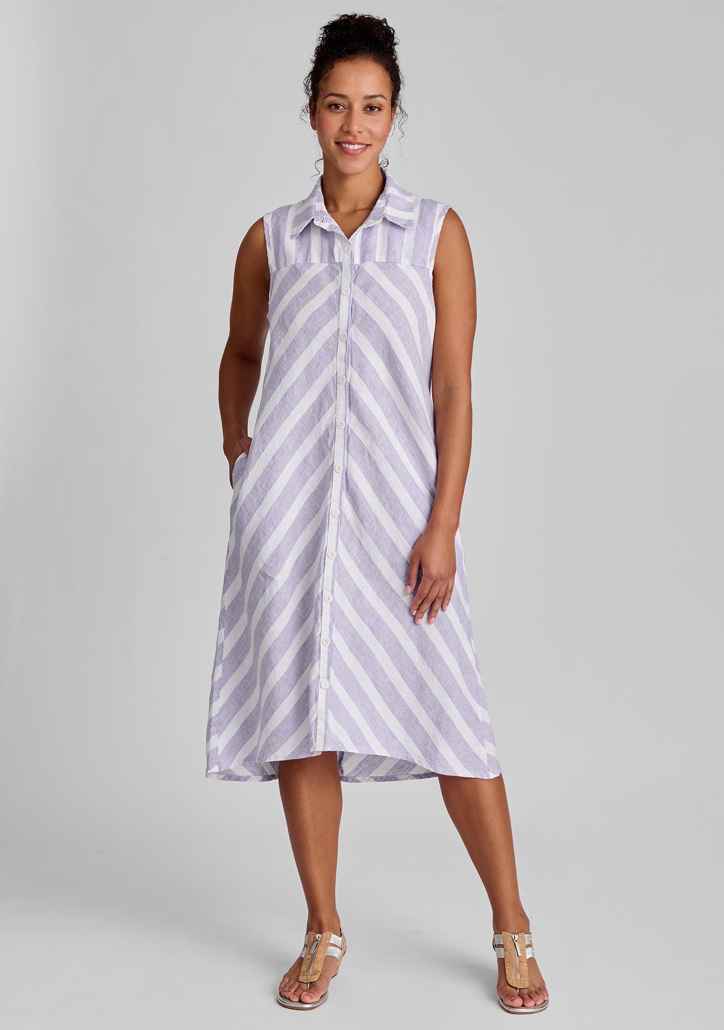 Skyline Linen Button Down Dress for Women - Breathable Summer Casual Dress with Pockets | Perfect for Beach, Office, and Date Night Outfits
