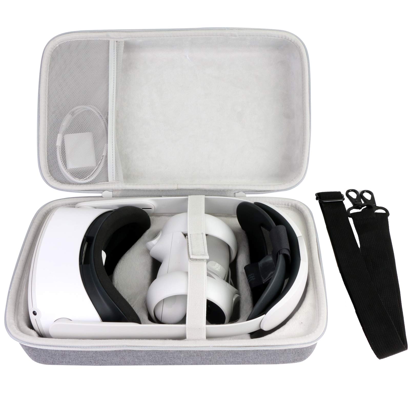 CO2CREA Durable Travel Case for Oculus Meta Quest 2 VR Headset - Protective Storage Compatible with Quest 2 Elite Strap (Grey) - Perfect for Travel, Gaming & VR Accessories Organization