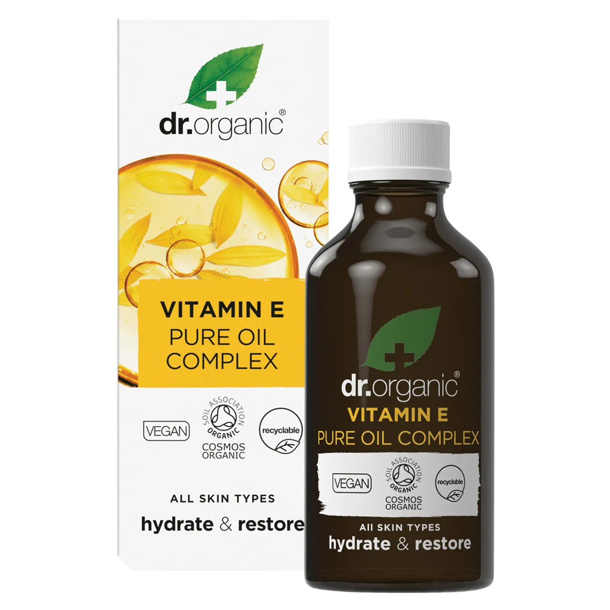 Dr Organic Pure Vitamin E Oil - 100% Natural Skin Care for Face & Body - Hydrating & Anti-Aging Treatment - Perfect for Dry Skin, Wrinkles & Scars