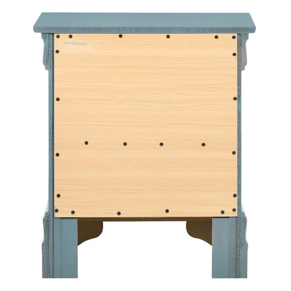 Glory Furniture Louis Phillipe 2-Drawer Nightstand in Teal Blue - Modern Bedside Table for Bedroom Decor & Storage