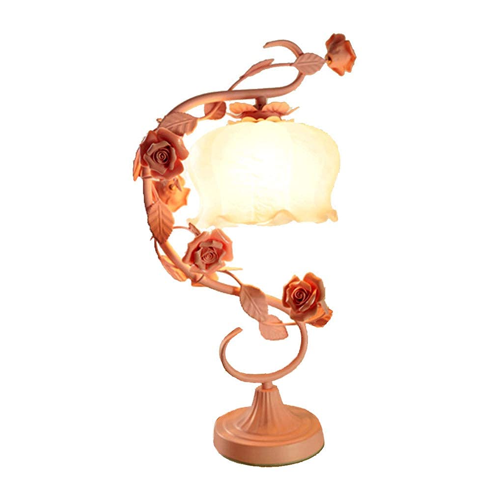 Romantic Pink Rose Garden Princess Desk Lamp with Button Switch - Warm LED Bedside Light for Bedroom, Study, or Gift - Perfect for Cozy Nights & Relaxing Reading