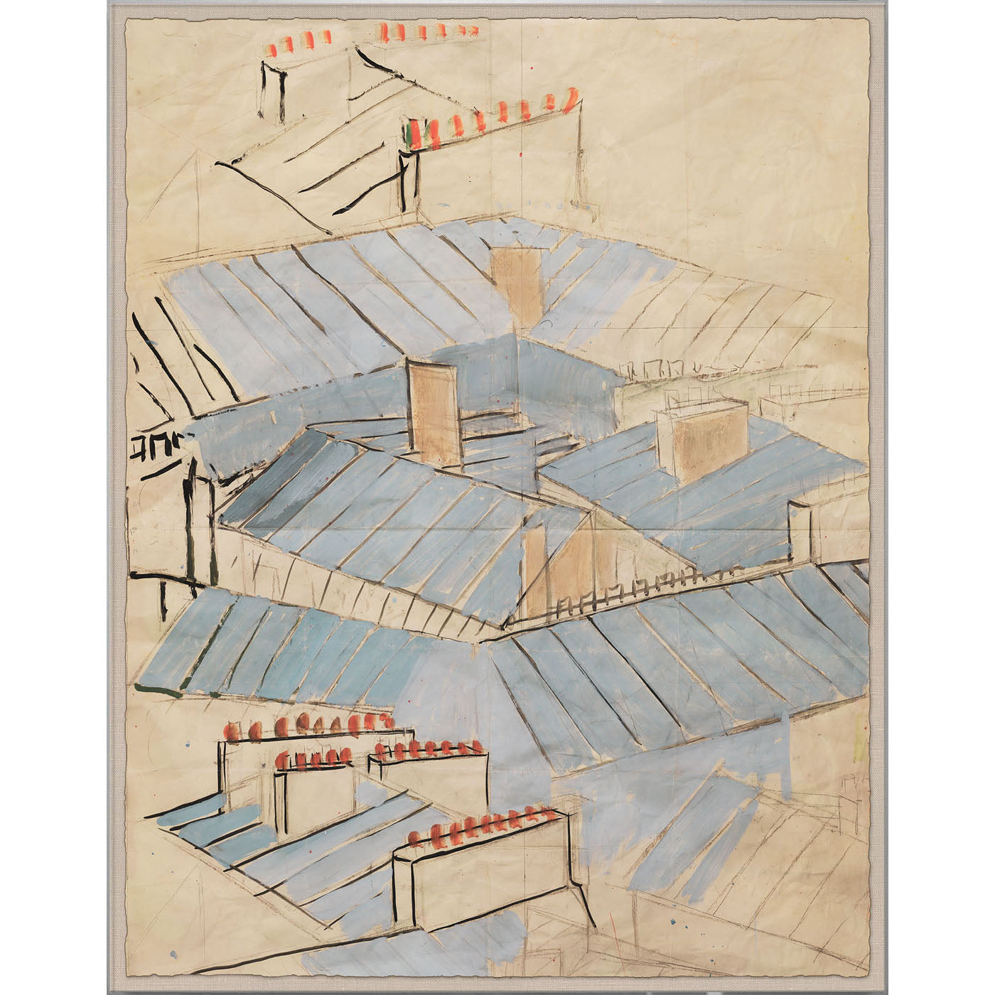 Paule Marrot Rooftops Print Scarf - Vintage French Fashion Accessory for Women - Perfect for Travel, Office & Special Occasions